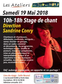 Stage de chant dirigé par Sandrine Conry. Le samedi 19 mai 2018 à La Ferté-Alais. Essonne.  10H00